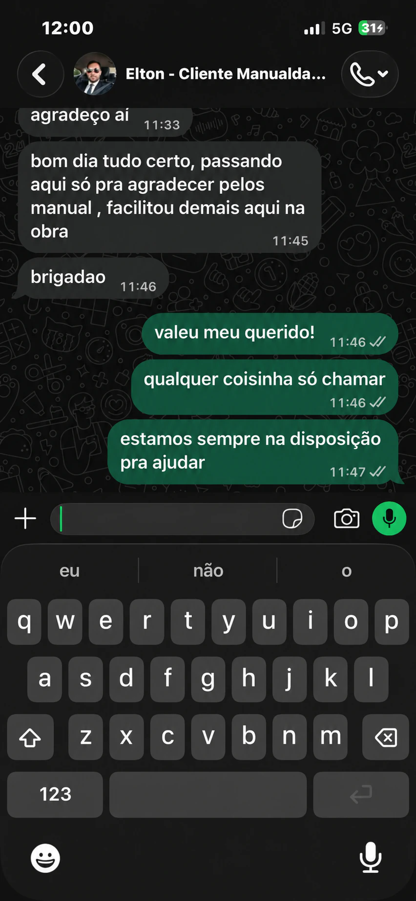 Depoimento de Elton: o manual facilitou o trabalho na obra.
